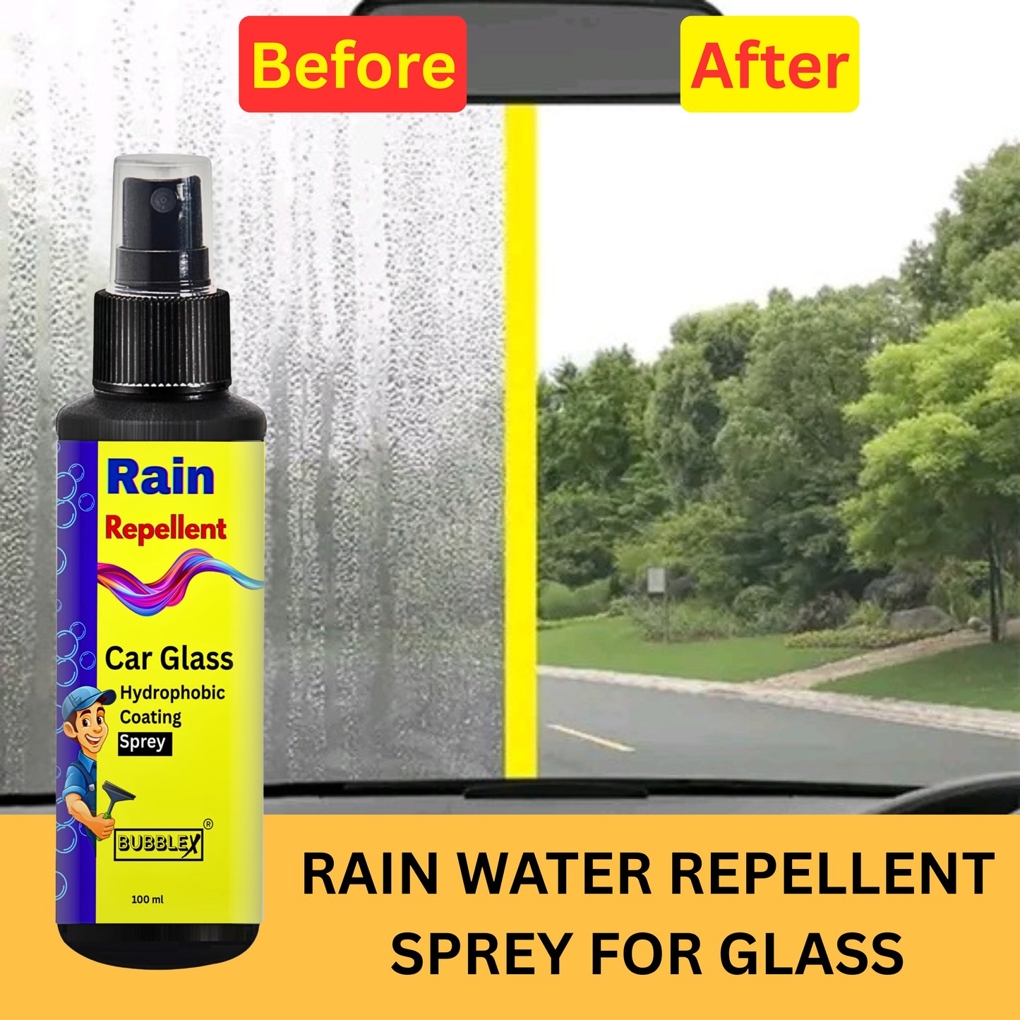 Bubblex Rain Repellent for Automotive Glass – Improved Visibility in Rain